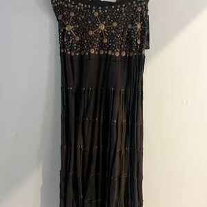 Gorgeous Brown maxi skirt with embellishments. Hand beaded. Beautiful fabric.